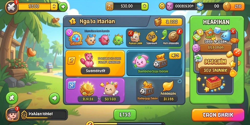 Tampilan antarmuka yang memukau dengan tema slot berwarna-warni.